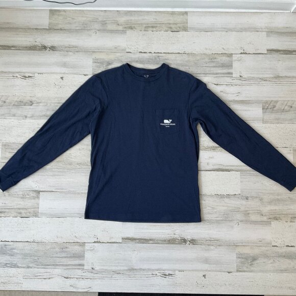 Vineyard Vines Men's Size XS BOONE NC Long Sleeve Whale Tee Navy Blue - Picture 1 of 4